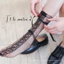 Printemps et été 2019 nouvelle dentelle papillon noeud doux maille fil mode pile chaussettes femme en gros chaussettes minces invisibles pour femmes